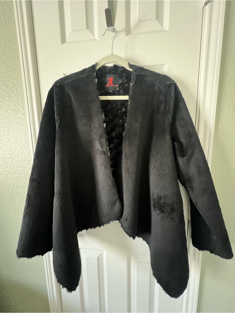 Adrienne Landau Black Faux Fur Open-Front Cape